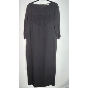 Elena Miro Black Maxi Dress Solid 3/4 Sleeve Long Women Size 12